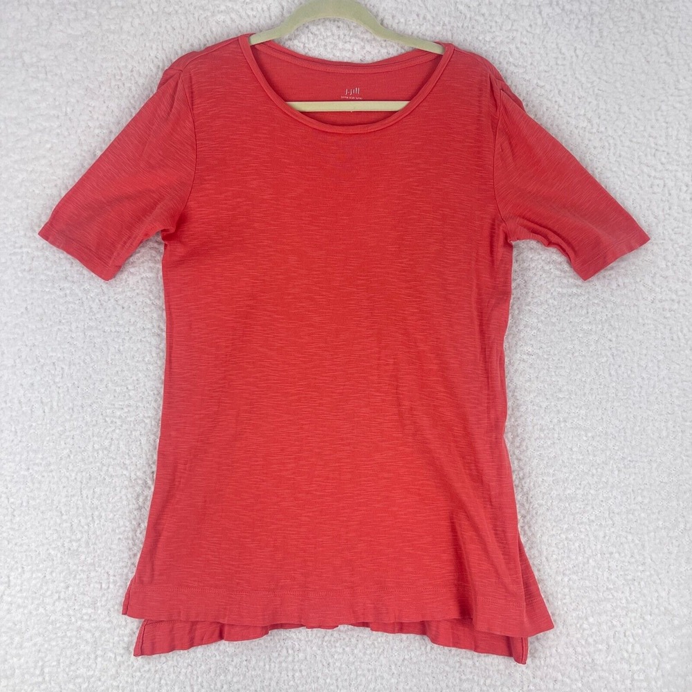 J. Jill Orange Pima Cotton Slub Tunic Shirt Womens Short‎ Sleeve Pullover Size S